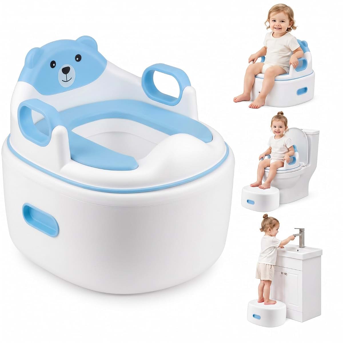 Sarilyndelle 3-in-1 Potty Training Toilet with Soft Cushion and Step Stool