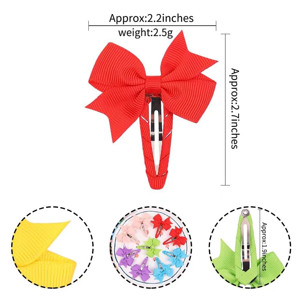 Boenbe Loved Snap Clips For Girls, Multi-Colored Grosgrain Ribbon Hair Bows (photo 2)