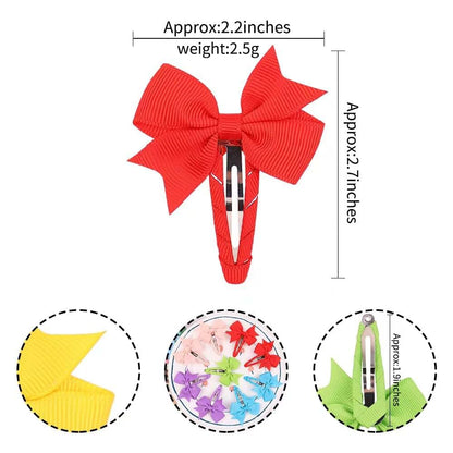 Boenbe Loved Snap Clips For Girls, Multi-Colored Grosgrain Ribbon Hair Bows (photo 2)