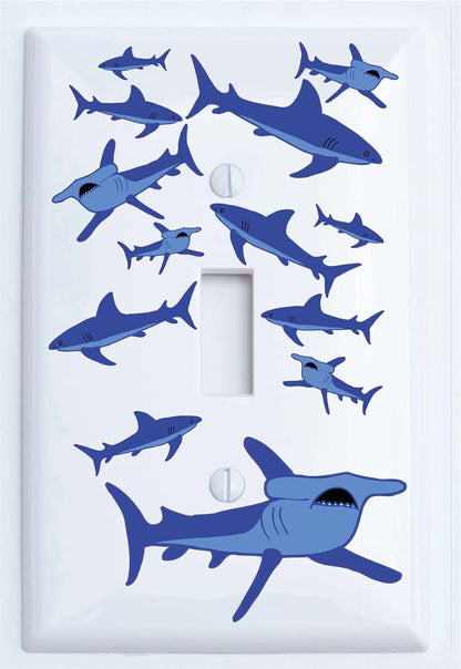 Presto Wall Decals Single Toggle Shark Attack Light Switch Plates Covers/Sharks Childrens Nursery Wall Decor (Single