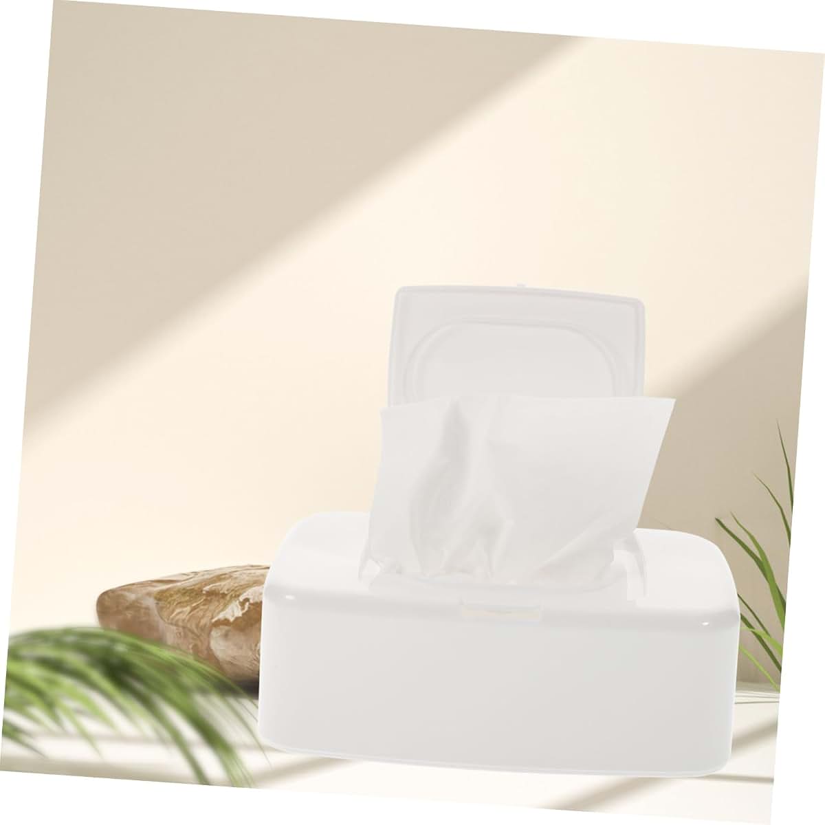 BabyOneStop Button Press Wipe Box Dispenser with Lid, PP White, Portable Wipes Holder