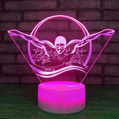 Jinnwell 3D Swimming Night Light Lamp Illusion 7 Color Changing Touch Switch Table Desk Decoration Lamps Acrylic Flat (photo 2)