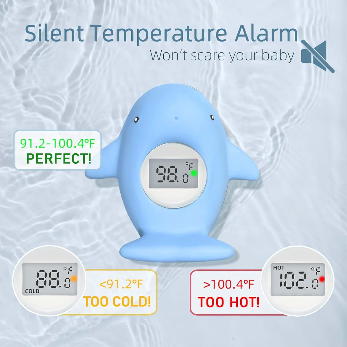 IOG Baby Bath Tub Thermometer - Bathtub Water Thermometer with Room Temperature - Safety Floating Whale Bathtub Toy (photo 2)