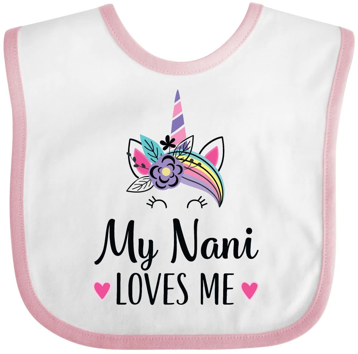 Inktastic My Nani Loves Me Grandchild Baby Bib with Unicorn Design
