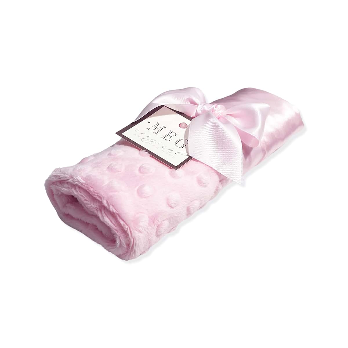 MEG ORIGINAL Baby Girl Security Blanket, Pink Satin and Minky Dot with Loop (photo 4)