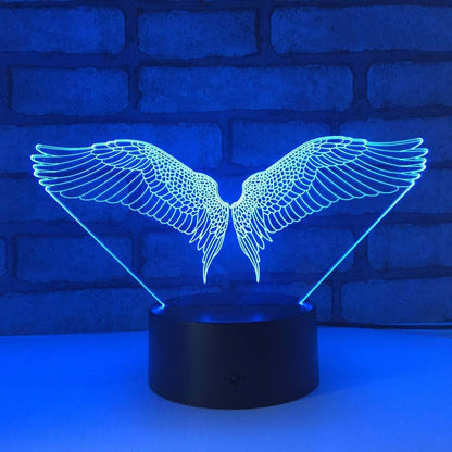 Jinnwell 3D Angel Wing Night Light Lamp Illusion Night Light 7 Color Changing Touch Switch Table Desk Decoration Lamps