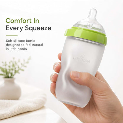 AJ Cuddora Silicone Baby Bottles 8oz Anti-Colic Wide Neck, Soft Nipple, Dual Vents, Newborn Friendly, Breastfeeding (photo 2)