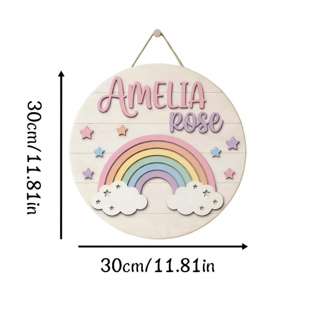 QuilogaSC Personalized Rainbow Name Wooden Hanging Sign (photo 2)