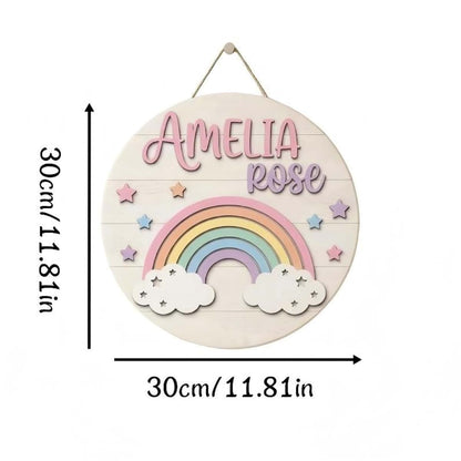 QuilogaSC Personalized Rainbow Name Wooden Hanging Sign (photo 2)