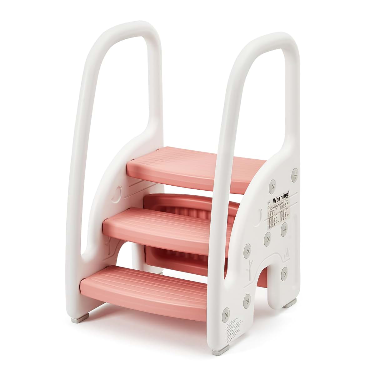 Idealhouse Toddler 3 Step Stool With Side Handles In Pink