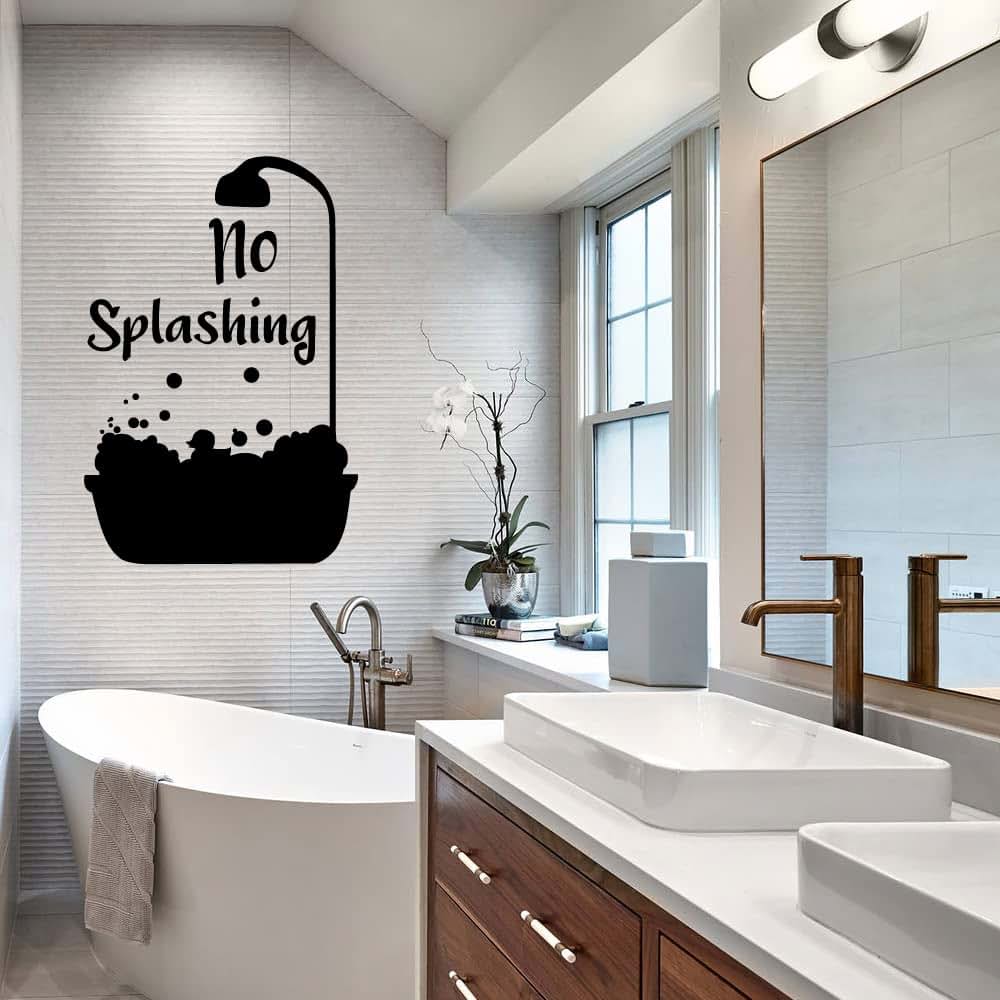 All Things Valuable Bathtub Silhouette Bubbles Vinyl Wall Art Decal (photo 3)