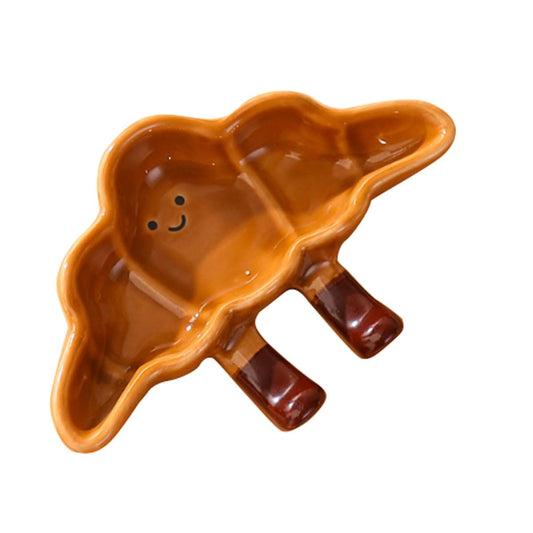 LULUG Cartoon Bread Ceramic Plates Set Dipping Dishes for Fruits, Desserts, BBQ, Oven and Dishwasher Safe Bread-Shaped
