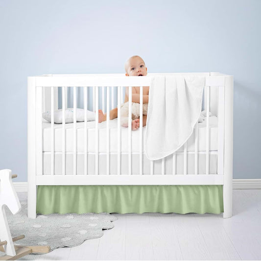 Dee's Collection Ruffled Crib Bed Skirt Mini - 24x42 Inch Nursery Toddler Ruffle Bedding Skirt 14" Deep Drop for Baby