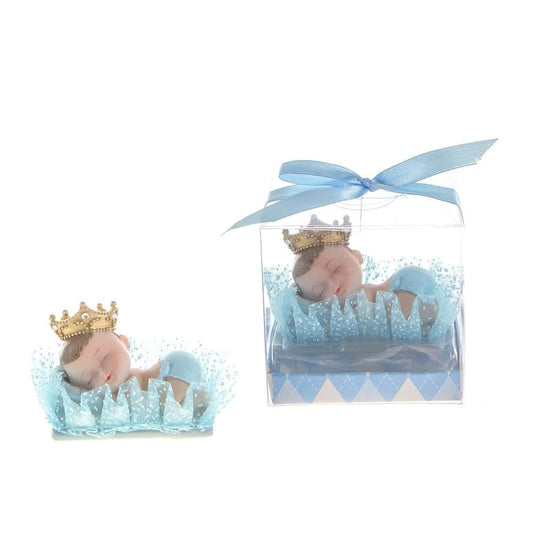 Baby Wearing Crown Napping Favors Set of 12 Blue Keepsake Gifts
