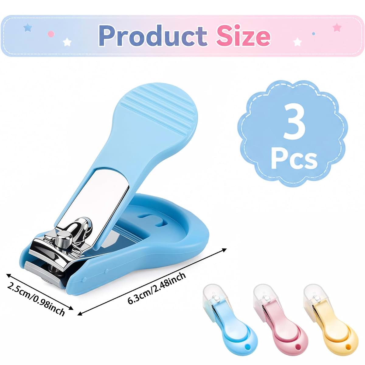 FNANJWQ 3Pc Baby Fingernail Clippers,Baby Nail Trimmer, Infant Nail Cutter (photo 2)