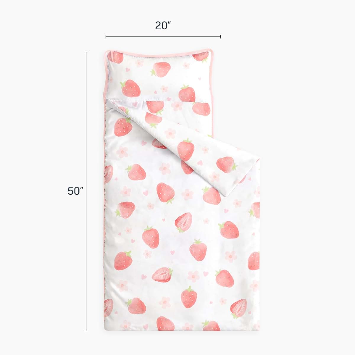 Wake In Cloud Toddler Nap Mat With Pillow And Blanket In Strawberry Design
