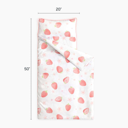 Wake In Cloud Toddler Nap Mat With Pillow And Blanket In Strawberry Design