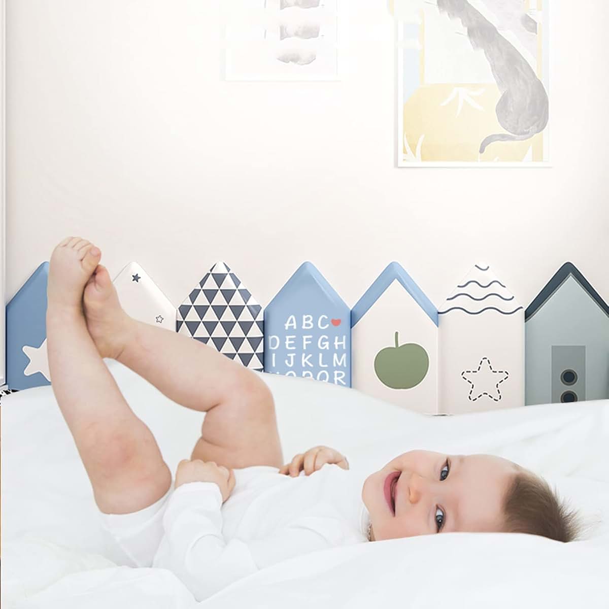WIGING 3D Anti-Collision Wall Padding for Kids, Peel and Stick Self-Adhesive Waterproof Soft Bag Wall Panel for