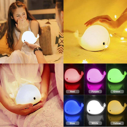 OURRY Cute Whale Night Light for Kids,Kawaii Baby Night Light with 7 LED Colors Changing,Tap Control Nursery Squishy (photo 2)