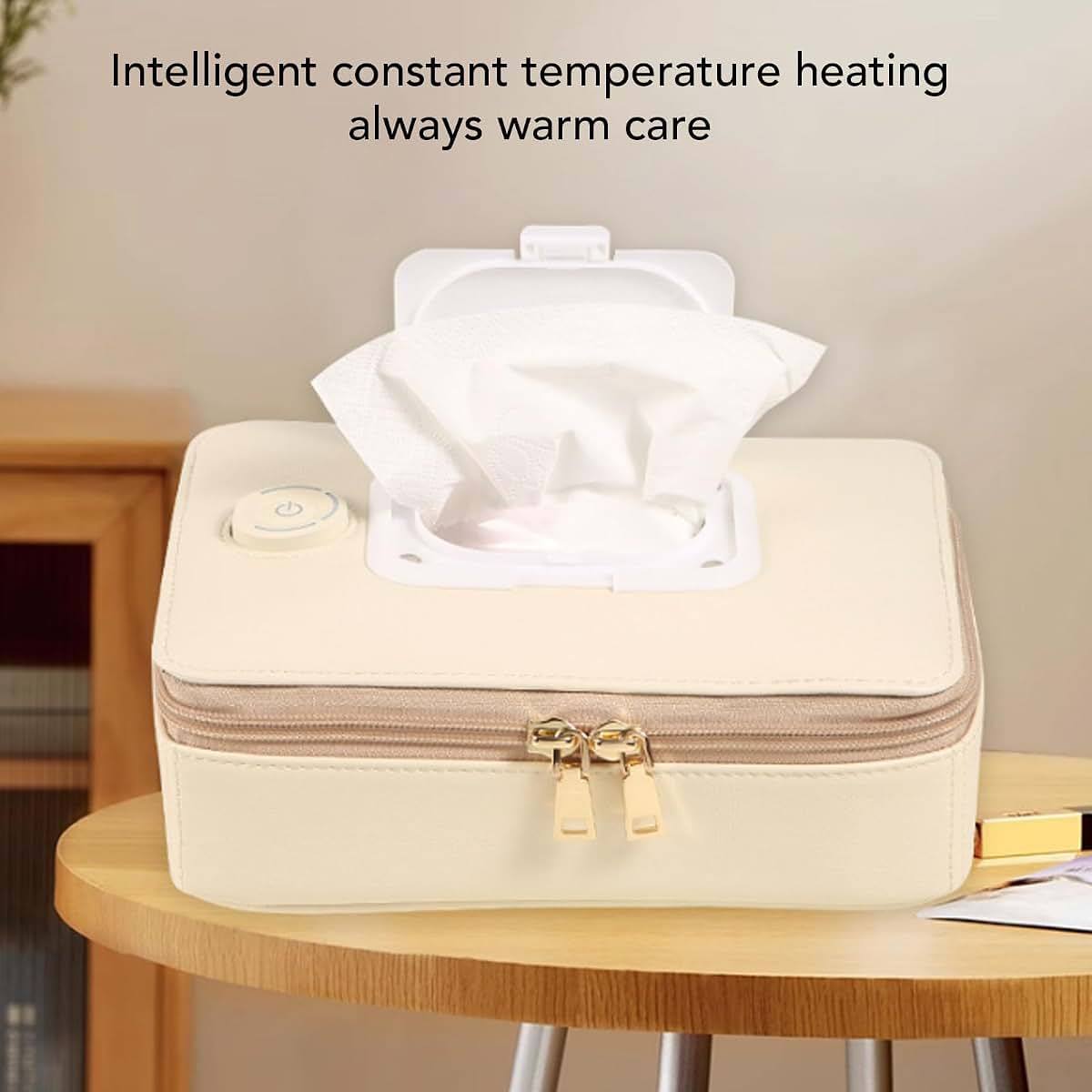 Gsycle Constant Temperature Baby Wipe Warmer, Portable PU Leather Travel Case (photo 2)