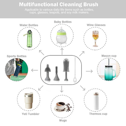 WHNL Electric Baby Bottle Brush Set with Rechargeable Cleaner and Silicone Brushes (Grey)