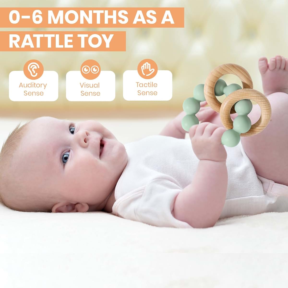 Socub Baby Teething Toy and Rattle in Cambridge Blue