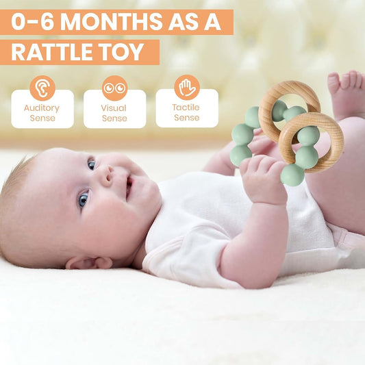 Socub Baby Teething Toy and Rattle in Cambridge Blue