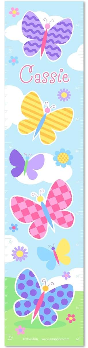 Olive Kids Butterfly Garden Personalized Kids Canvas Growth Chart