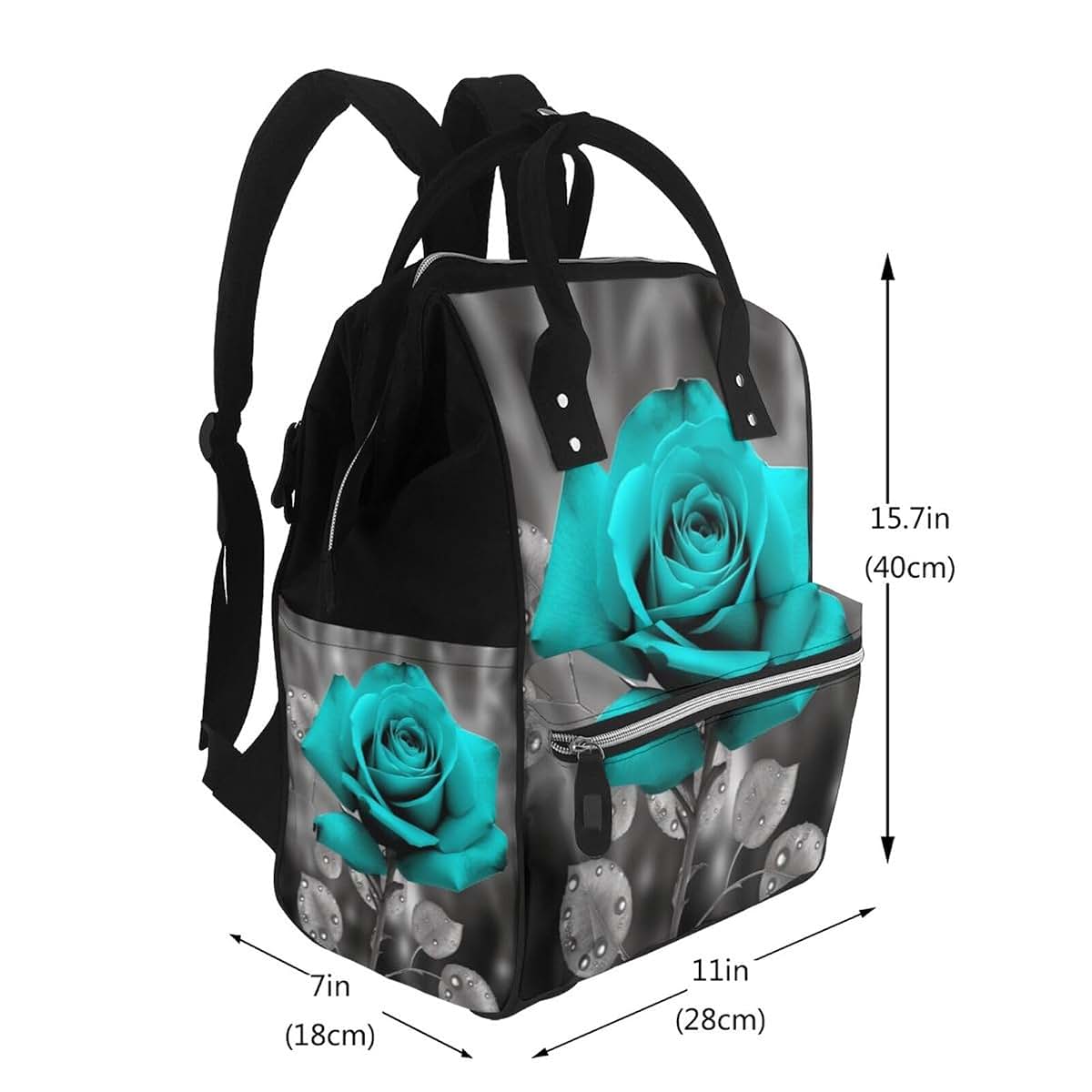 KLOPH Teal Grey Rose Diaper Bag Backpack Mommy Bag Multifunction Travel Maternity Baby Changing Bags (photo 2)