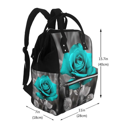KLOPH Teal Grey Rose Diaper Bag Backpack Mommy Bag Multifunction Travel Maternity Baby Changing Bags (photo 2)