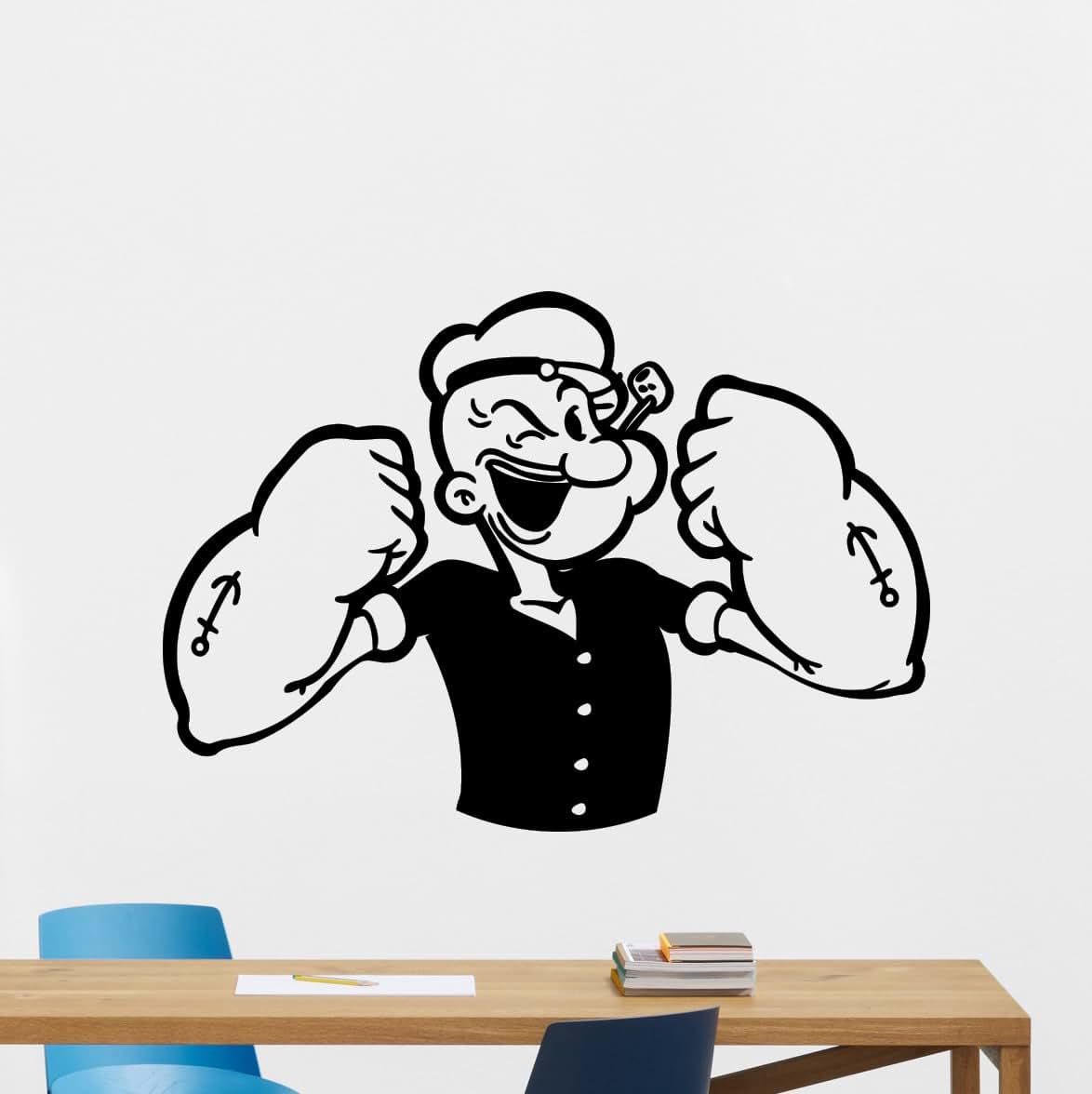 CarolGreyDecals Popeye Wall Decal Nautical Cartoon Wall Art