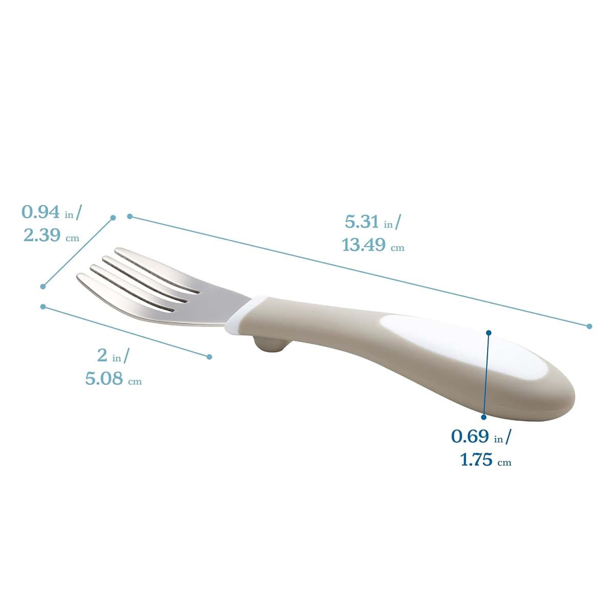 ECR4Kids My First Meal Pal Stainless Steel Forks, Toddler Silverware, White, Light Grey, 3-Pack
