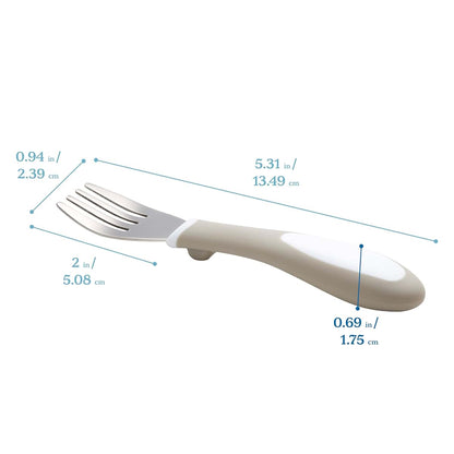 ECR4Kids My First Meal Pal Stainless Steel Forks, Toddler Silverware, White, Light Grey, 3-Pack