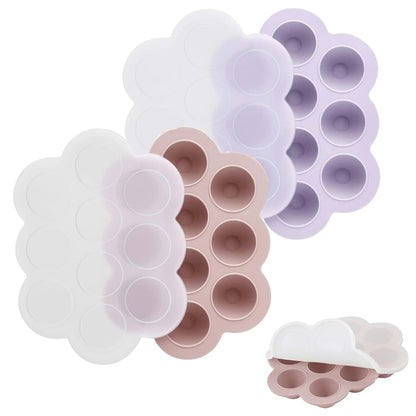 PandaEar 2 Pack Cloud Silicone Baby Food Freezer Tray with Lids, 1oz Pods, Pink/Purple