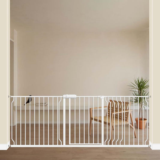 Allaibb Extra Wide Pressure Mounted Baby Gate 71.65-85.03" White
