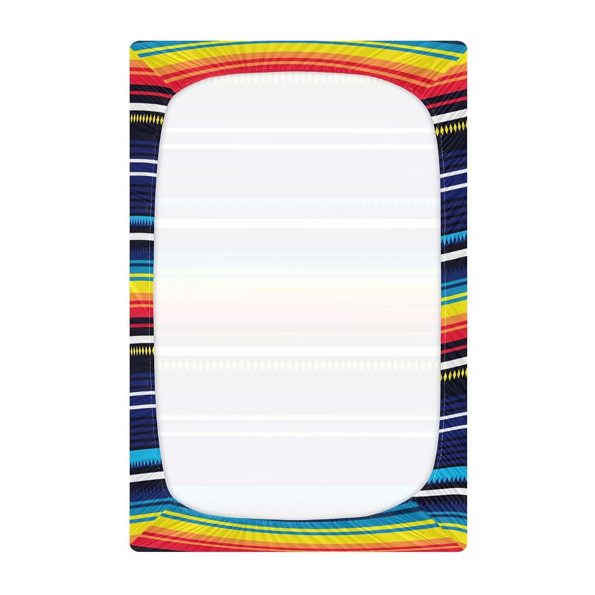 KEEPREAL Fitted Crib Sheet, Mexican Serape Blanket Stripes, 28x52 Inch