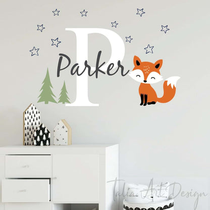 BabyOneStop Woodland Fox Customized Name Wall Decal for Kids Room