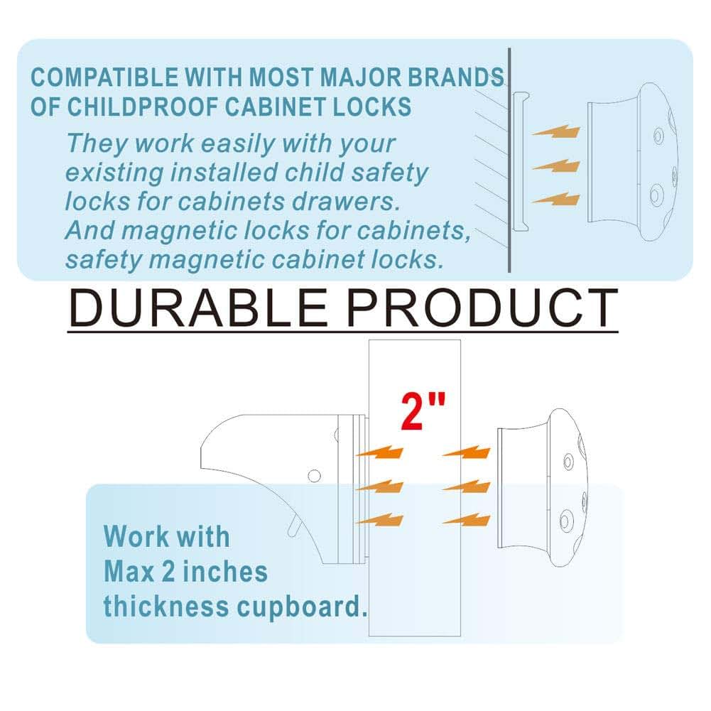 Magnetic Cabinet Lock Replacement Keys - 4 Pack for Child Safety Latching