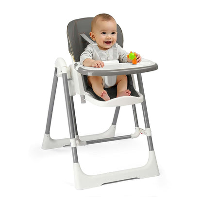 Folding Baby High Chair with Adjustable Height and Safety Harness