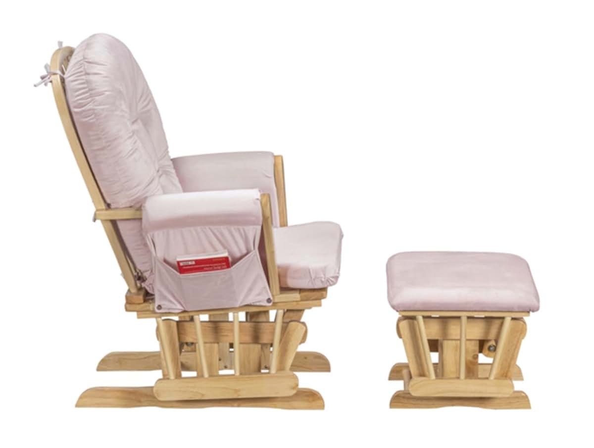 Suite Bebe Carson Nursery Rocking Chair With Ottoman In Poetic Natural Wood And Pink (photo 3)
