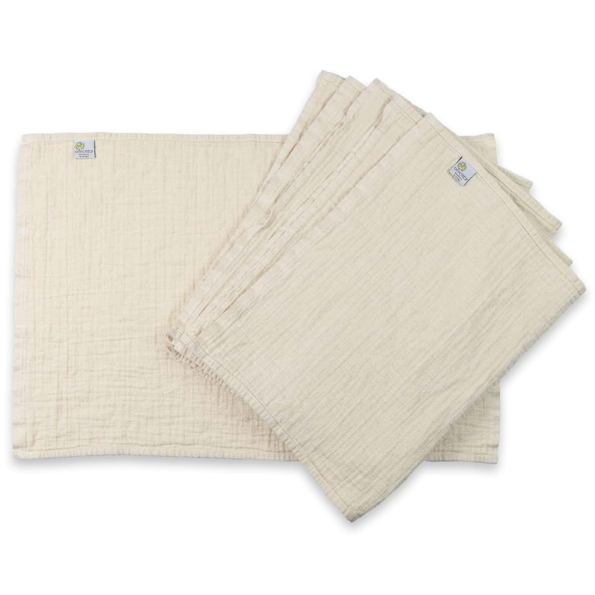 OsoCozy Organic Muslin Flat Cloth Diapers Newborn 6-Pack 100% Organic Cotton