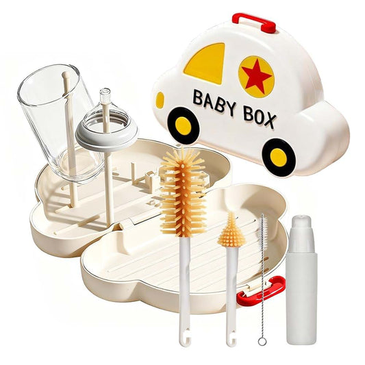 Njyw 7-in-1 Portable Baby Bottle Cleaning Kit With Drying Rack