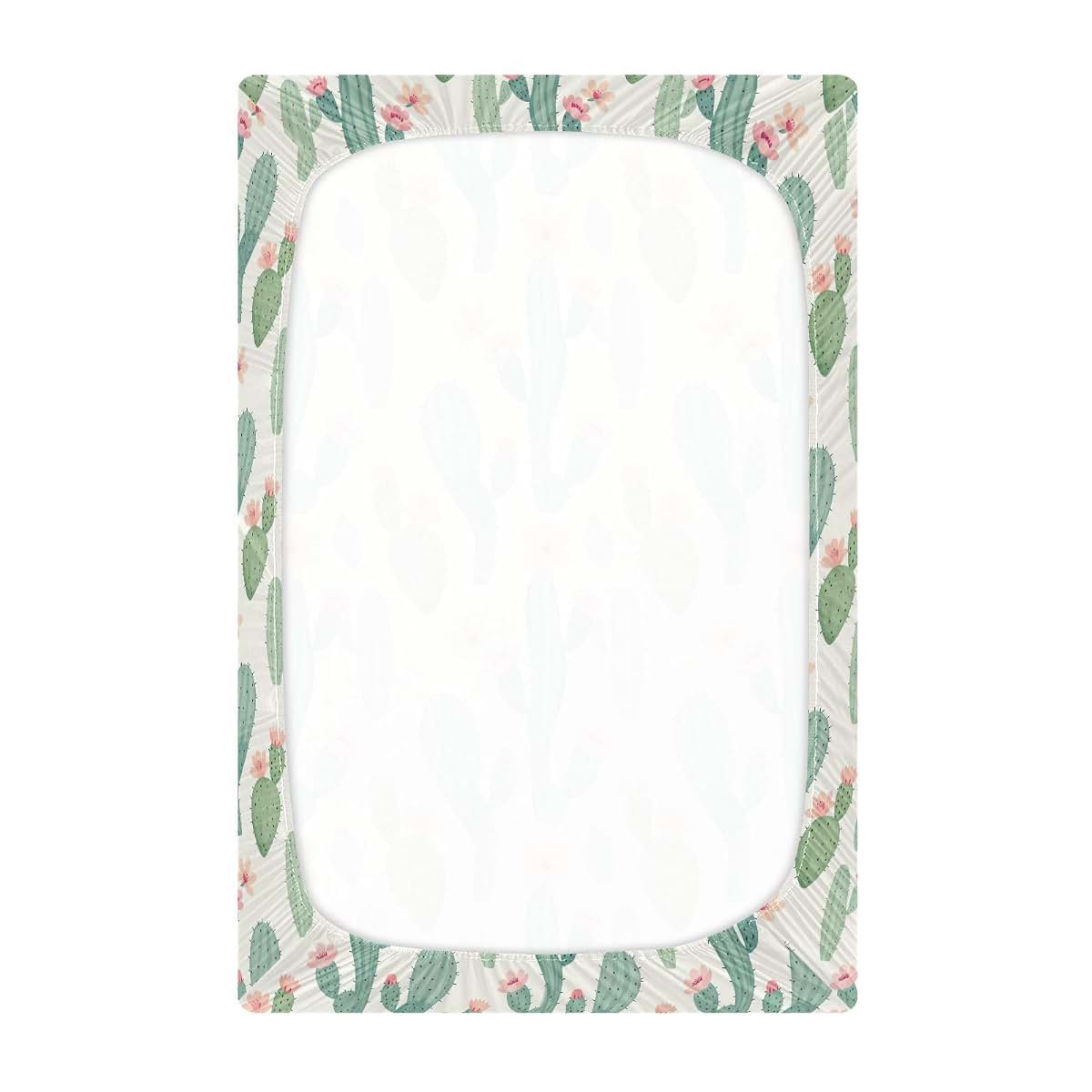 decor gift Baby Sheets Rose Succulents Flowers Desert Cactuses Essentials Boys Girls 52''x28'' (photo 3)