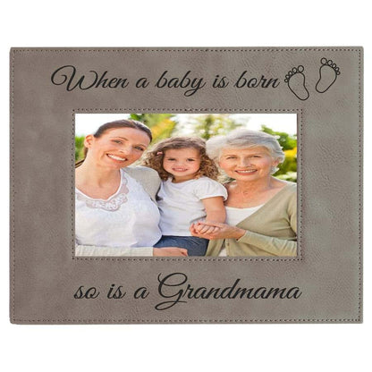 CustomGiftsNow When a Baby is Born so is a Grandmama Laser Engarved Faux Leather Grey Leatherette Wall Hanging/Tabletop