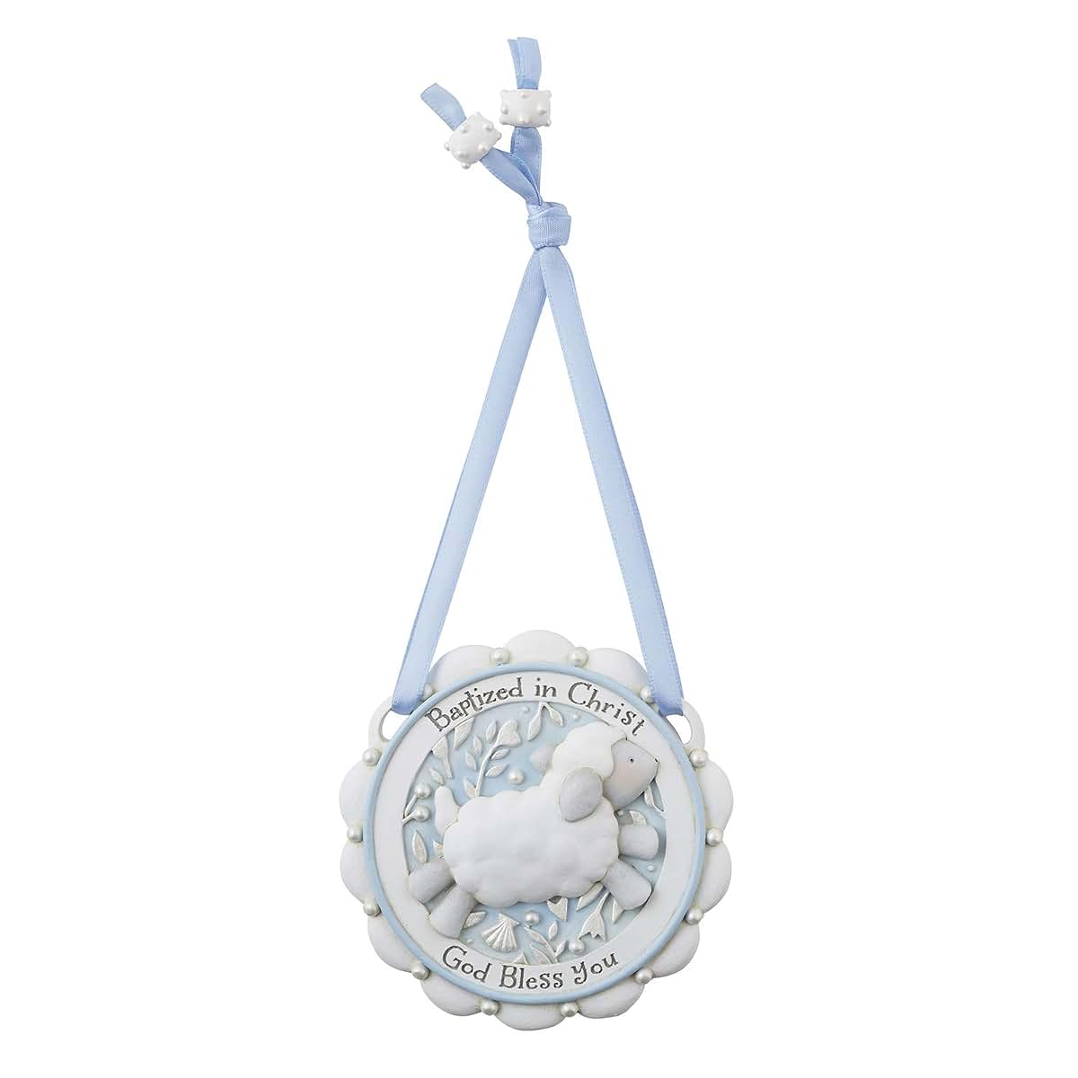 Autom Faithworks Baptized In Christ Resin Crib Medal Blue Lamb