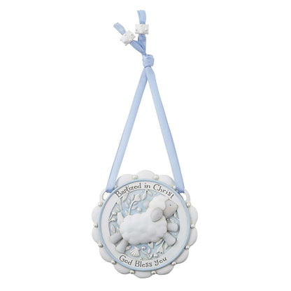 Autom Faithworks Baptized In Christ Resin Crib Medal Blue Lamb