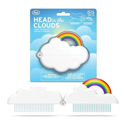 Fred & Friends Genuine Fred HEAD IN THE CLOUDS Folding Brush and Comb, Fun Cloud and Rainbow Design, Hair Care Tool and