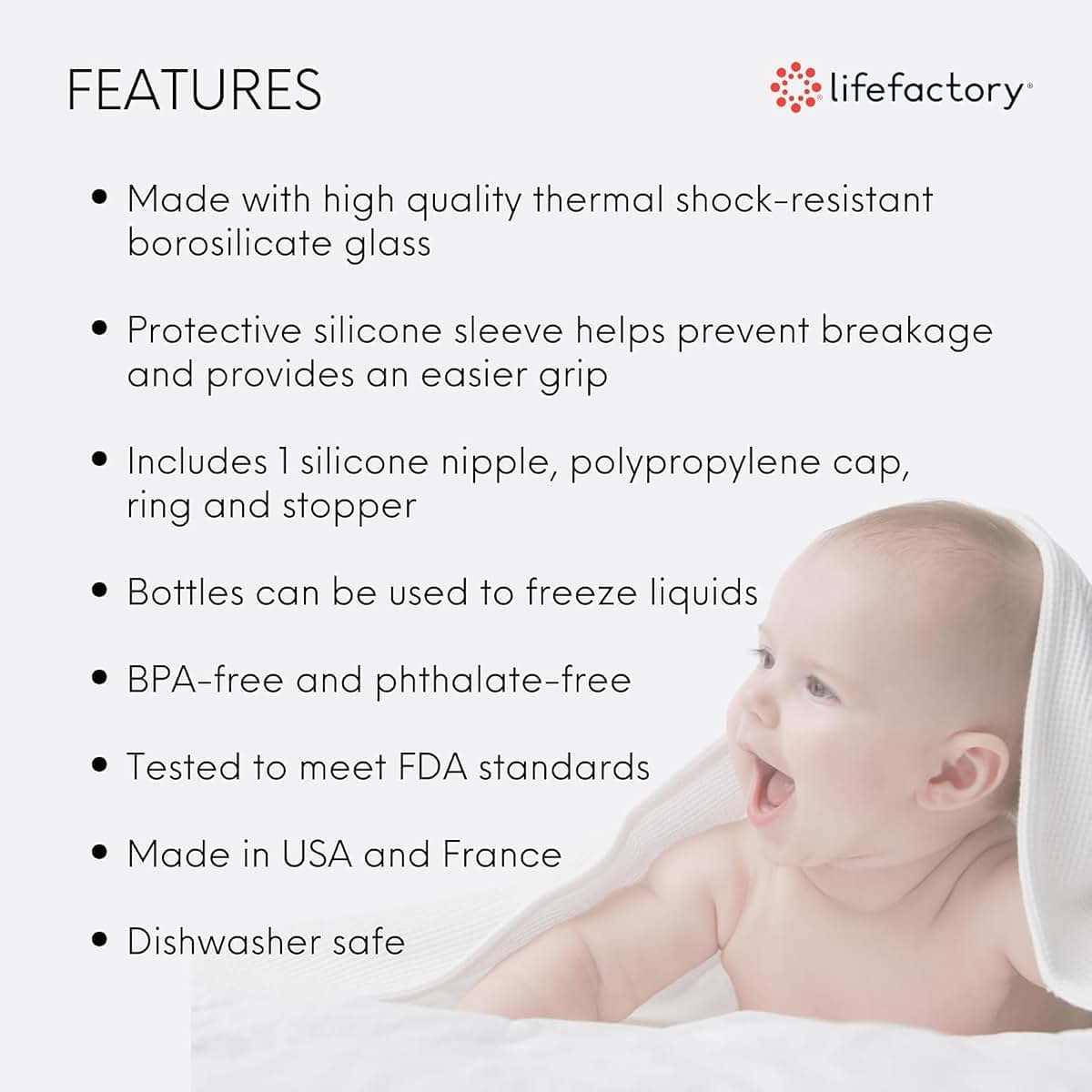 Lifefactory 9-Ounce Glass Baby Bottle With Silicone Sleeve And Stage 2 Nipple, Grape