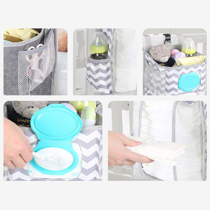HYROOY Diaper Stacker Hanging Storage Bags for Crib or Wall Gifts Stripe Oxford Cloth + PP Board + Rhombus mesh (photo 2)