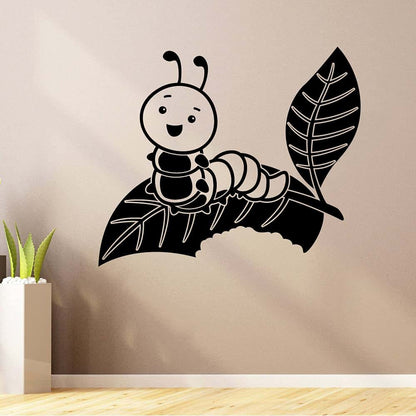 All Things Valuable Caterpillar Larvae Cute Caterpillar Butterfly Leaf Vinyl Wall Art Sticker Decal